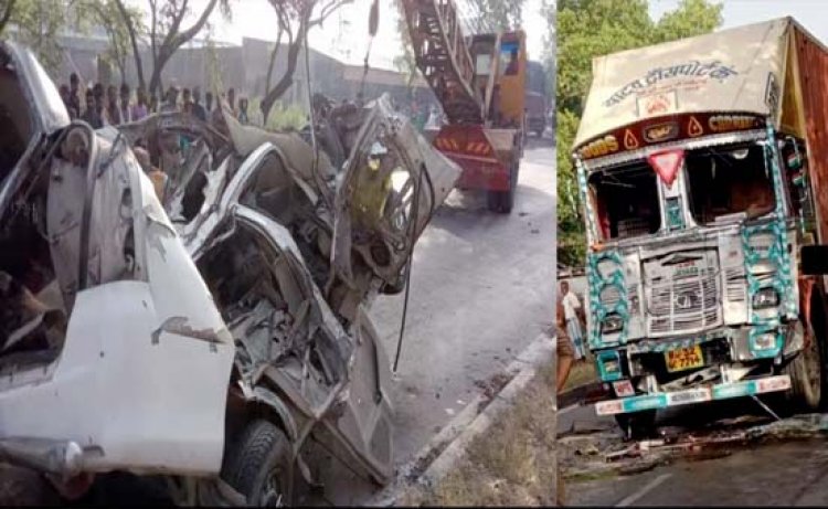 लखनऊ-अयोध्या हाईवे पर बाराबंकी में भीषड़ हादसा, चार की मौत, एसयूवी काटकर बाहर निकाले गए शव