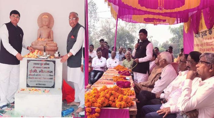 जलनिगम के रिटायर इंजीनियर भीमराज ने किया बुद्ध प्रतिमा का अनावरण