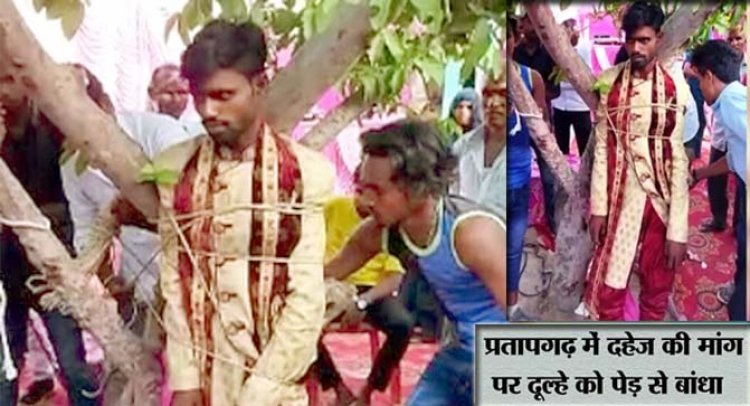 प्रतापगढ़ में दहेज की मांग पर दूल्हे को पेड़ से बांधा, बरातियों को भी बनाया बंधक, पहुंची पुलिस दोनों पक्षों को ले गई
