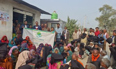 बीकेटी के शाहपुर गांव में गरीबों को वितरित किए गए कंबल